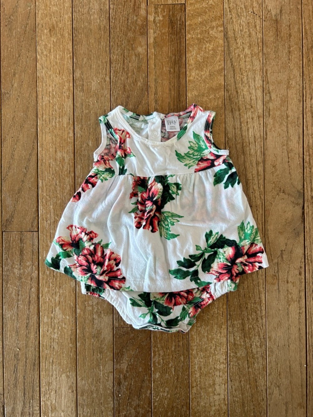 Nordstrom Baby Floral One-Piece in White, Green & Pink